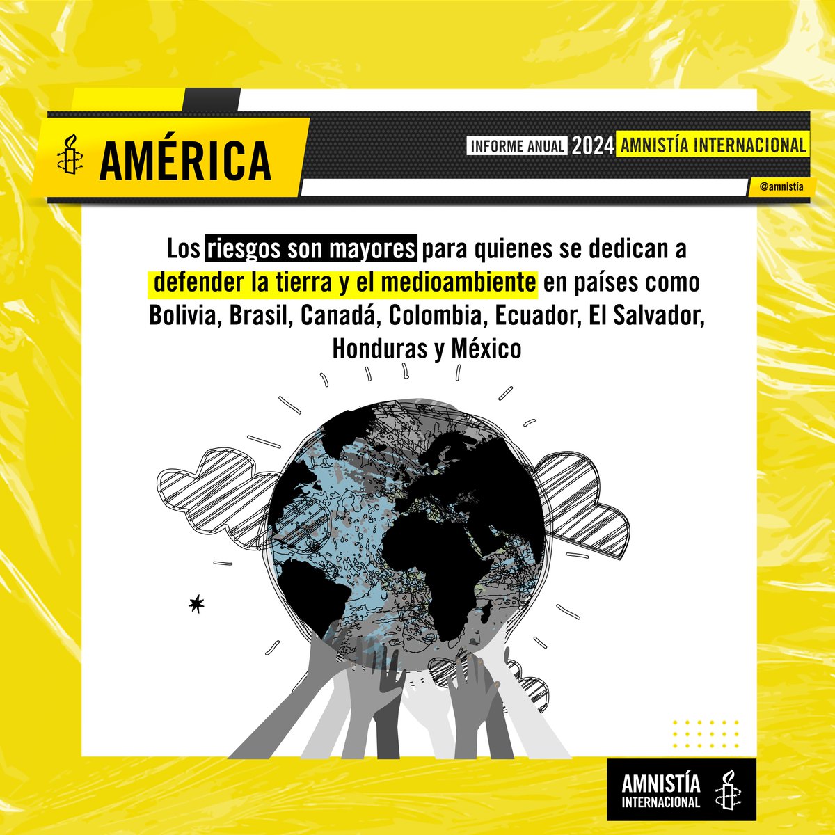 En muchos países se criminaliza a personas defensoras de la tierra por oponerse de forma activa a proyectos extractivos que tienen repercusiones negativas en el medioambiente y los sumideros de carbono vulnerables 📌 Conoce más del #InformeAnualAI amnesty.org/es/documents/p…