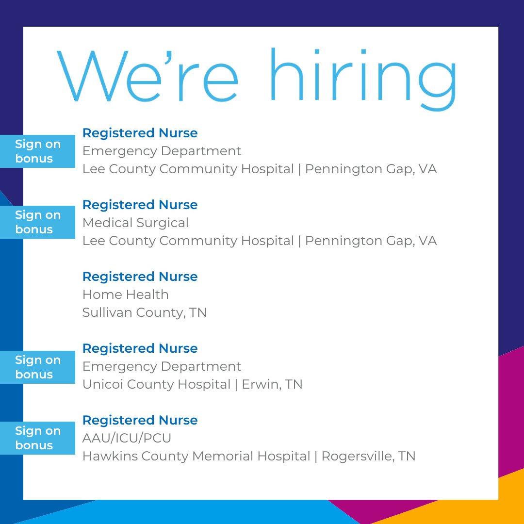 ⭐ Check out the top #nursingjobs we're hiring for this week! ⭐ RN, Emergency Department, *SIGN ON BONUS*, Pennington Gap, VA: ow.ly/z62L50Rv9NF RN, Med/Surg, *SIGN ON BONUS*, Pennington Gap, VA: ow.ly/Wwql50Rv9NB #balladhealth #careers #healthcarecareers