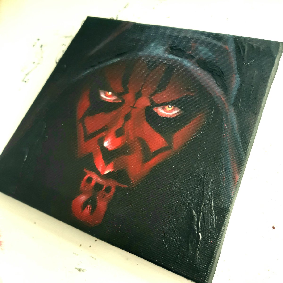 Day 4 #Maythe4thBeWithYou Darth Maul 90s Movie Collection 🎬 6x6' acrylic on canvas Subtly textured