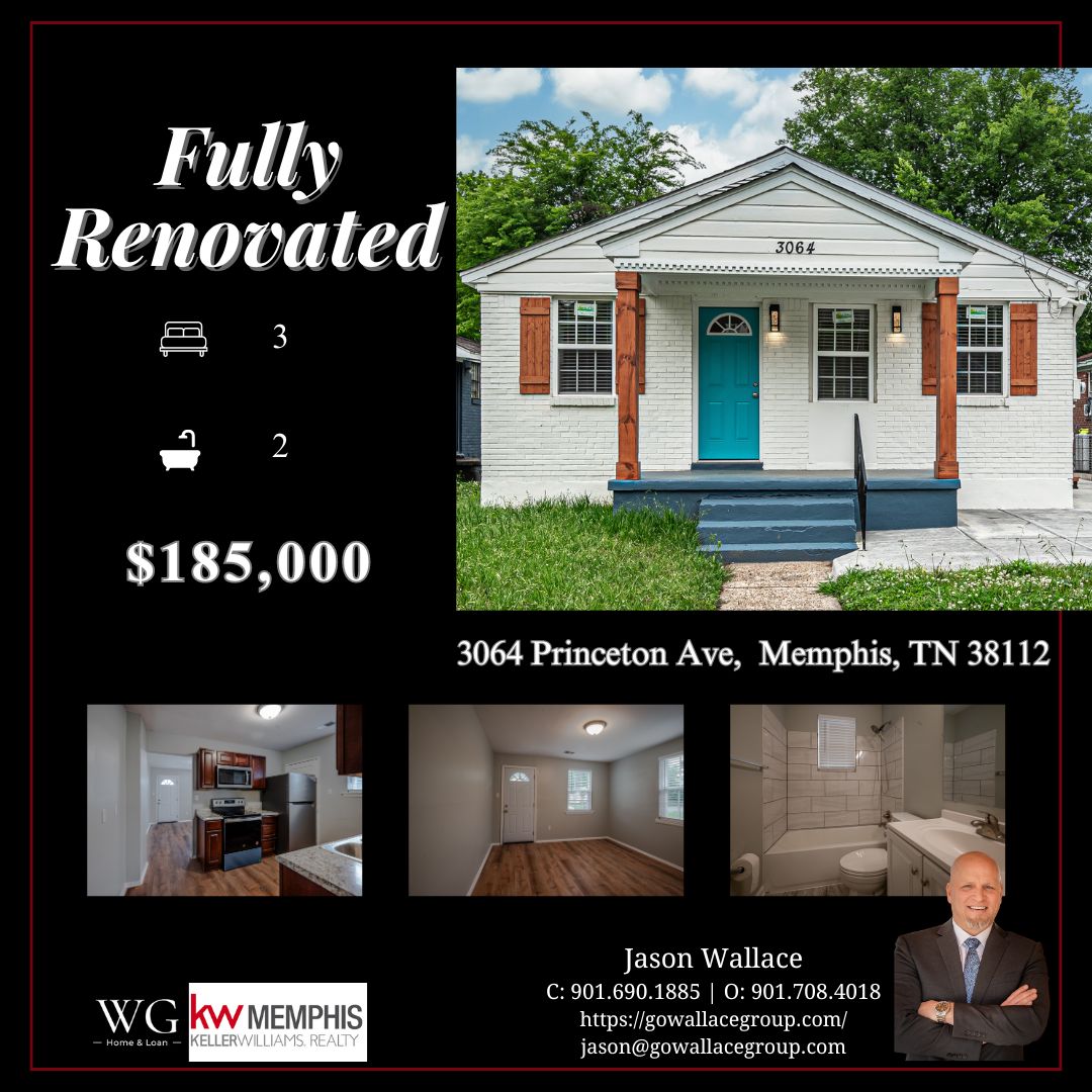 🏡 Just Listed! Fully renovated 3 bed, 2 bath home in the artsy heart of Memphis! 📍 3064 Princeton Ave, Memphis, TN 38111
💰 $185,000
Don't miss out! Call 901.708.4018 for details. 📞 #MemphisRealEstate #RenovatedHome #PrimeLocation  #realestate