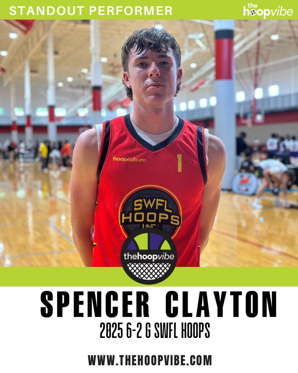 17U: #FireandIce 2025 6-2 SWFL Hoops G Spencer Clayton (Barron Collier) can fill it up from deep. Connected on six 3’s in a win over TNBA South Kings with a total of 2️⃣0️⃣ points. Clayton has a true jumper and a keen eye for the floor. Can flat out go.