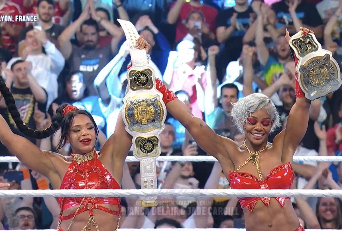 Congratulations to Bianca Belair and Jade Cargill for becoming the second-ever Black women's tag team champions!!! I'm so happy for them!!!  👏🏿

💋⚡️ #wwebacklash