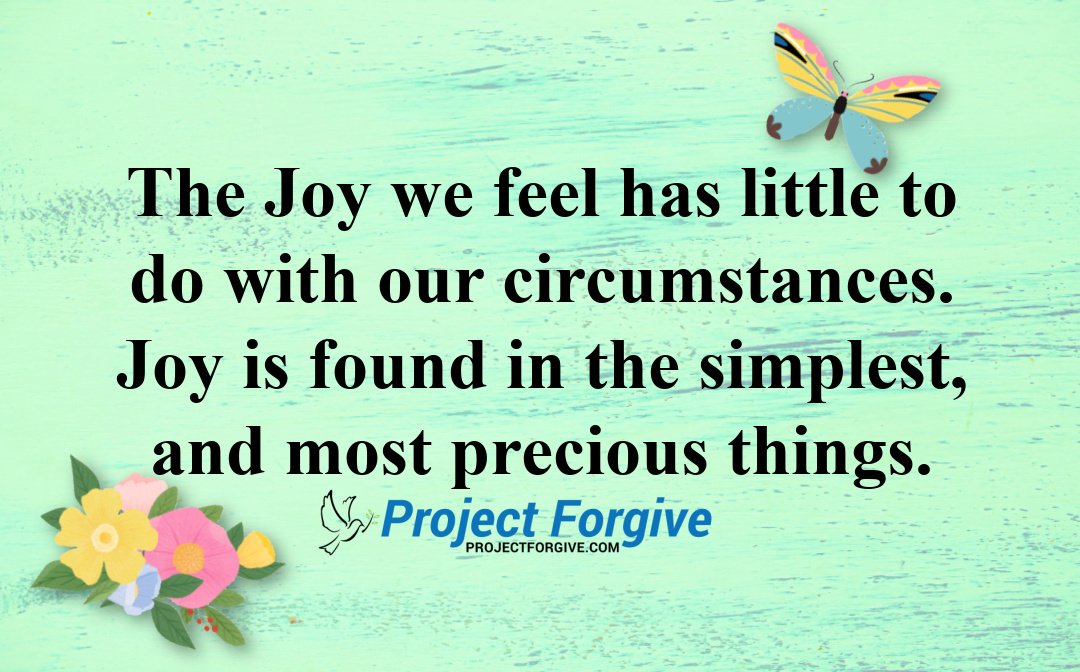 The Joy we feel has little to do with our circumstances. Joy is found in the simplest, and most precious things. ~ #JoyceQuote