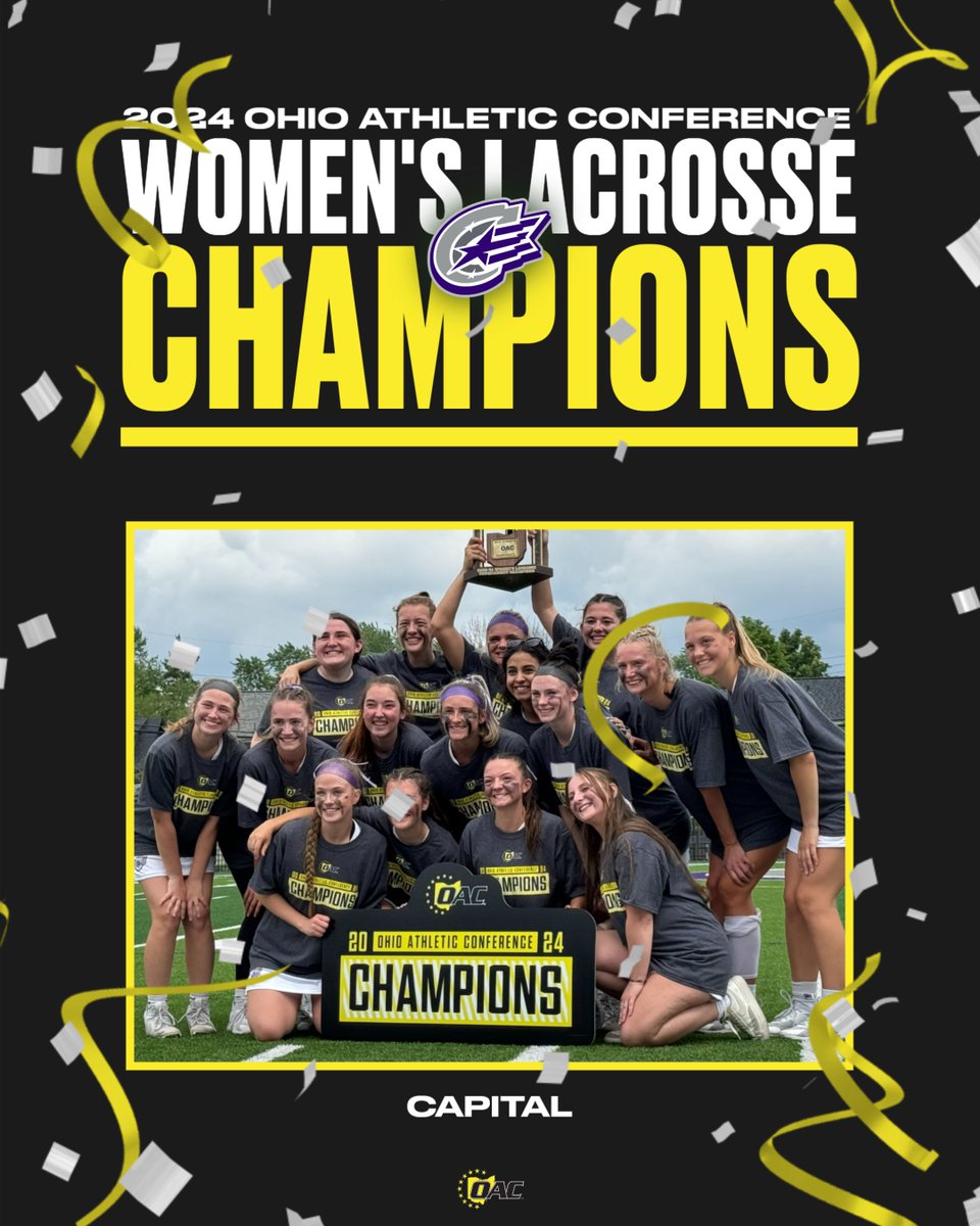 Congratulations to Capital, 2024 Ohio Athletic Conference Women's Lacrosse Tournament Champions! 🥍🏆 This is the third-straight title for the Comets. #OACChampions