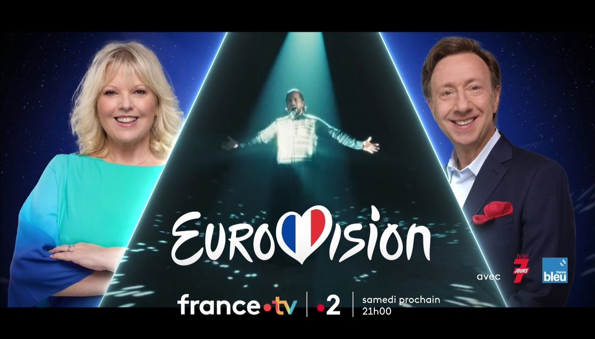 Samedi prochain à 21h sur #France2, en direct de #Malmo, la grande finale de l'#Eurovision, commentée avec amour par #LaurenceBoccolini et @bernstephane. #Eurovision2024