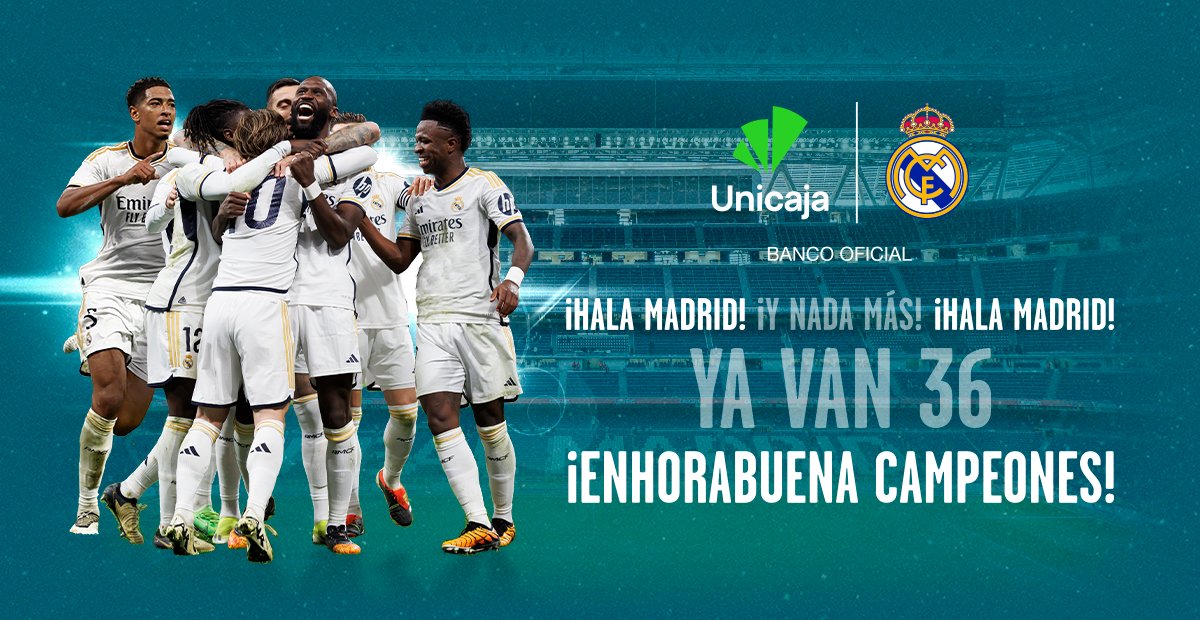 🔝 ¡¡Felicidades equipo!! 🤍 🏆 La Liga es vuestra 😍 ⚽ Unicaja, Banco Oficial del @realmadrid