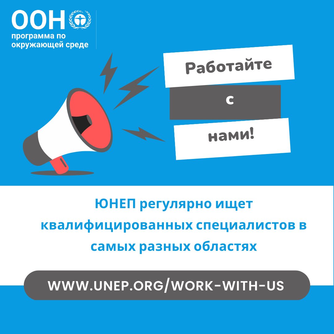 Современные глобальные экологические проблемы могут быть решены, но только с помощью лучших и одаренных сотрудников нашей команды. ЮНЕП всегда в поиске квалифицированных специалистов в самых разных областях. Познакомьтесь с текущими вакансиями: unep.org/work-with-us