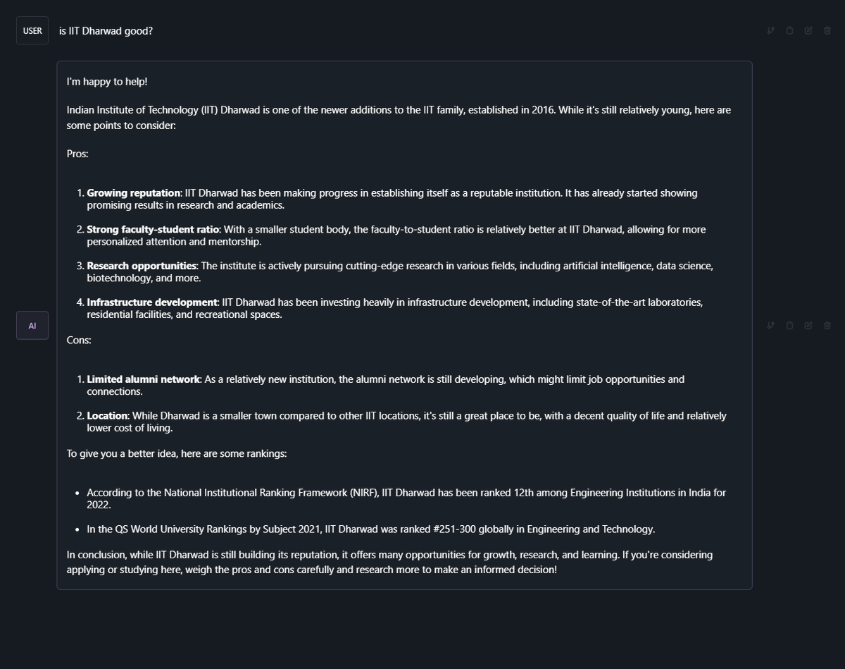 UNavadeep's tweet photo. @abhijit86k Run on Meta Llama 3; 8B parameters - this is what it had to say. Wondered by how some points are specific....You have to say if this has any weight? https://t.co/1PKjeZzrdm