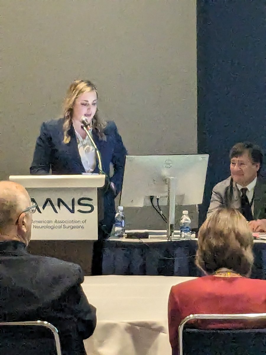 Out there shattering previously held beliefs about the relationship between tethered cord and Chiari disease! @KHolsteMD and @NeenaMarupudi leading the charge and representing @umichneuro with this award winning abstract!

#AANS2024 #WhatMatters
