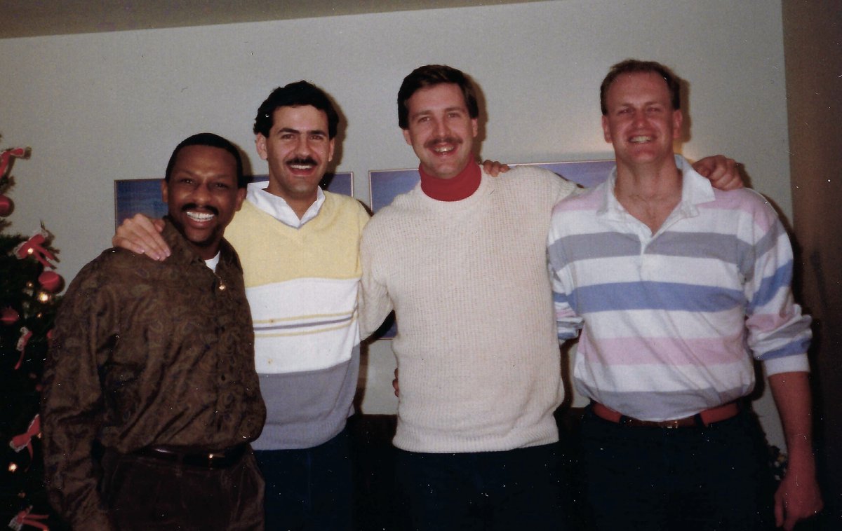 Going back in time - - way back in time.  F&M Basketball royalty.  From left to right, Donald Marsh, me (trying to fit in), Dennis Westley and Rob Crawford. #BBall #OldSchool #BringYourGame #Memories #CollegeDays #YoungerDays