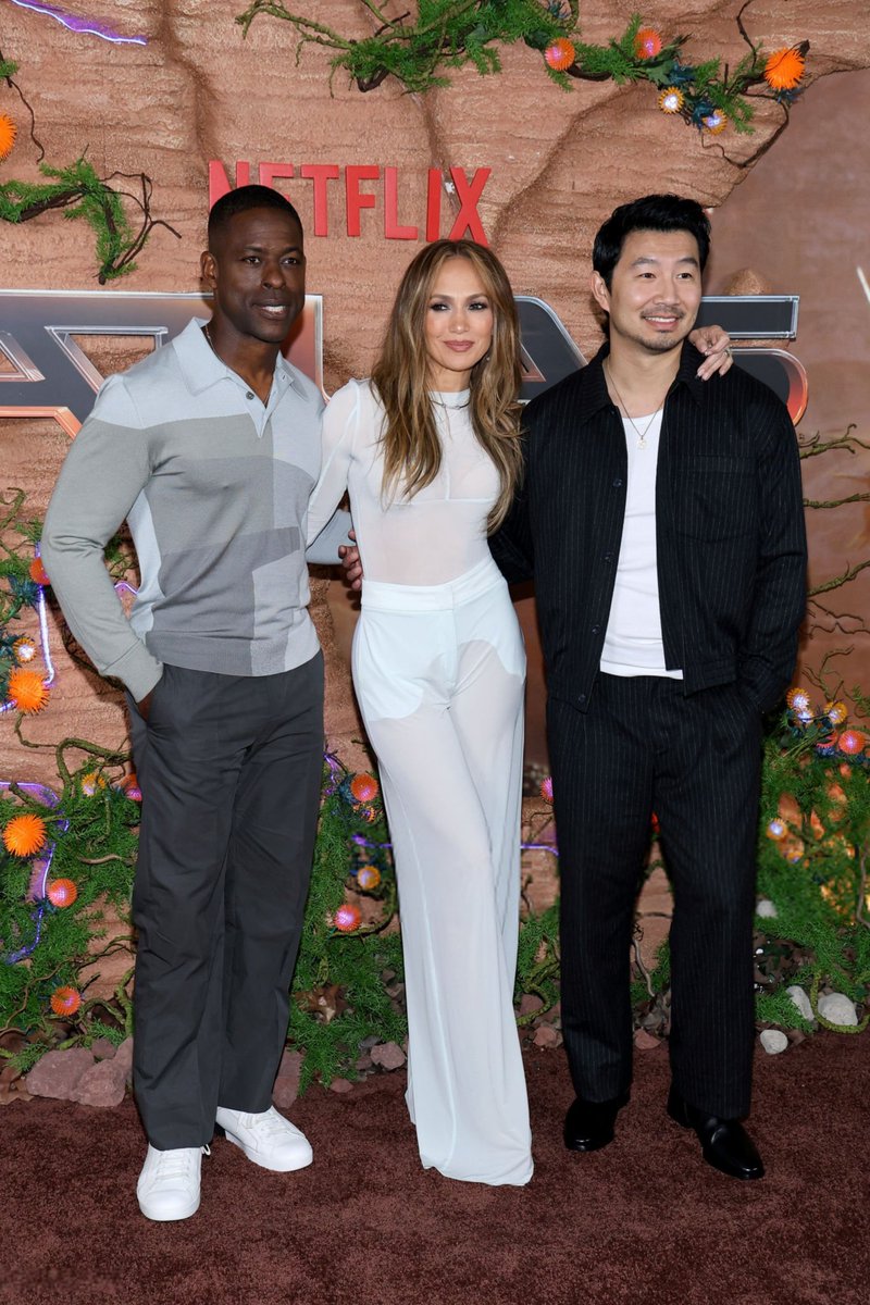 Jennifer Lopez, Sterling K. Brown and Simu Liu at the ‘ATLAS’ photocall.