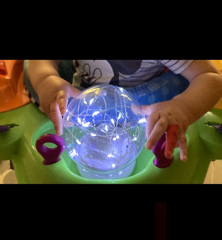 My infants and toddlers loved the glowing globe I made for them. (Search for DIY snow globe and battery operated fairy lights on Amazon.) #teacherideas
