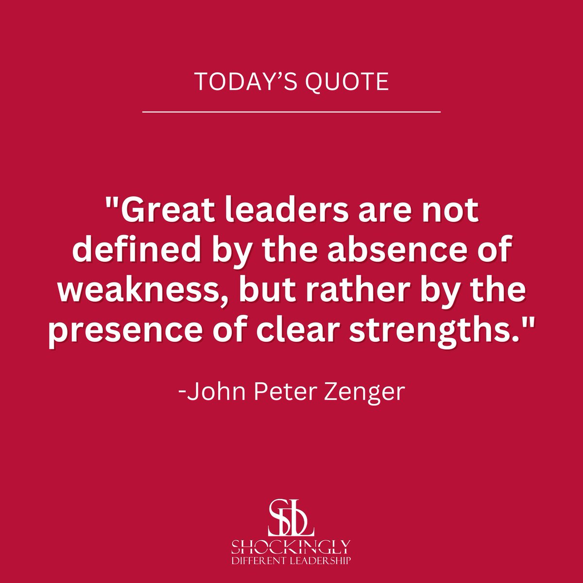 𝐋𝐞𝐚𝐝𝐢𝐧𝐠 𝐰𝐢𝐭𝐡 𝐬𝐭𝐫𝐞𝐧𝐠𝐭𝐡, not absence of weakness. 

At Shockingly Different Leadership, we celebrate the power of strengths that drive exceptional leaders. 

#LeadershipJourney #Leadership #LeadershipExcellence #SDLLeadership #StrengthsInLeadership