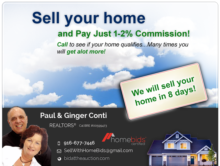 Sell your home and pay just 1-2% Commission!
We will sell your home in 8 days!

Contact Paul (@contiteam) at (916) 677-7446 to see if your home qualifies...Many times you will get more than asking price!

#rocklin #realestate #loomis #lincoln #roseville #sacramento #placercounty