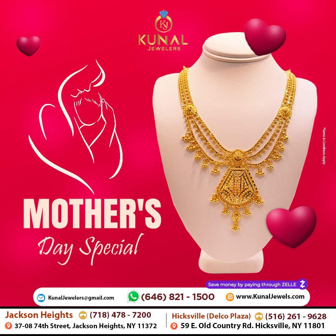 Mother's Day Special Sale at #KunalJewelers! Treat Mom to something special. Shop now! 💍

For the Latest Designs DM 📧 us or Call 📞(𝟕𝟏𝟖) 𝟒𝟕𝟖-𝟕𝟐𝟎𝟎
.
.
.
#MothersDaySale #PerfectJewelry #PricelessMoments #jewelrycollection #jacksonheightsny #HicksvilleNY #newyorkcity