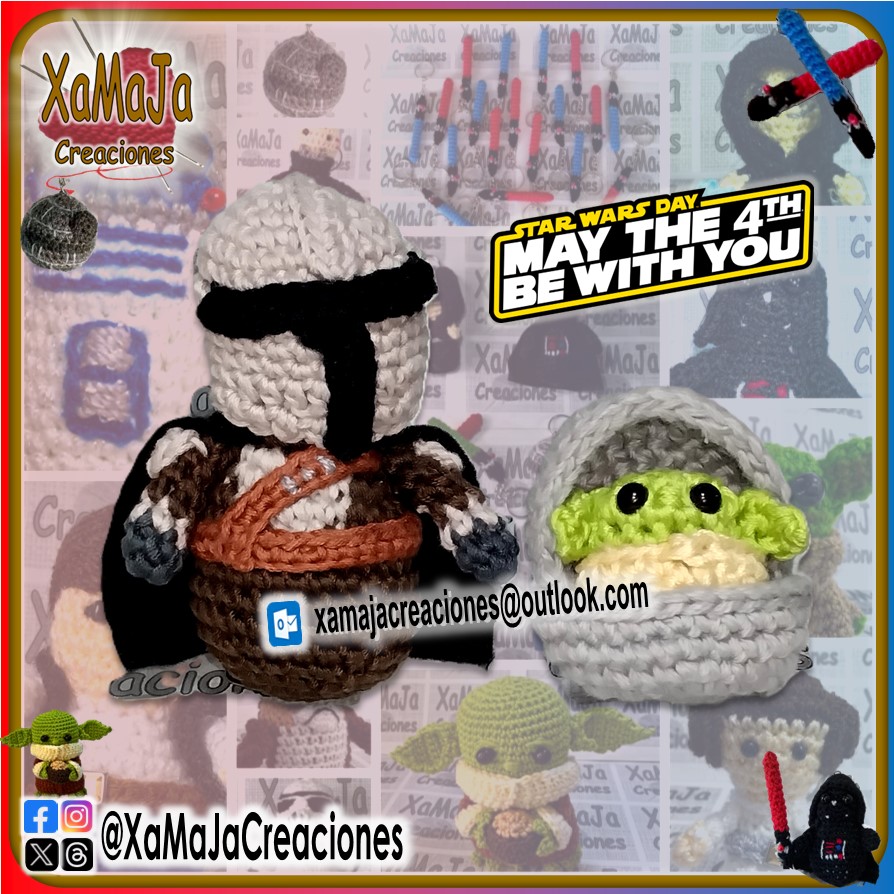 #maythe4thbewithyou #MayThe4th #maytheforcebewithyou #StarWarsDay #starwars #quelafuerzateacompañe #queel4demayoteacompañe 
🧶#tejidocrochet 🧵 #tejidoacrochet 🪡 #tejidoamano  🤚 por #xamajacreaciones #creacionesxamaja #tejidoartesanal #yotejo #tejido #amigurumi #figurastejidas