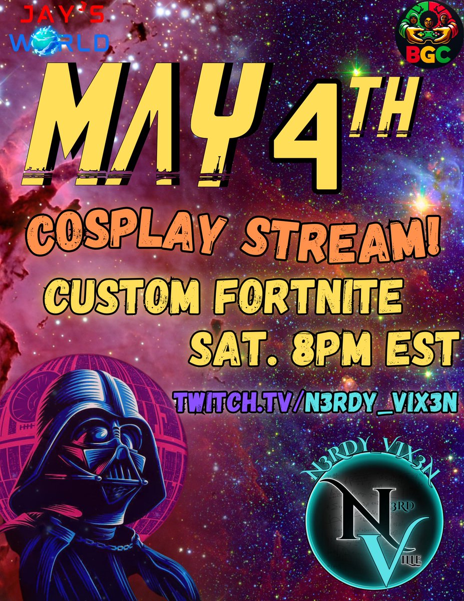 Tune in.. @FortniteGame custom squads!!  bring your squad… load up… and “May the Force be with you” #Fortnite #FortniteCustoms #Squads #N3RDville #JaysWorld #KDTGaming #BlackGamersCommunity #SquadUp #TPS @KDTGAMINGLLC @JayeverydayKDT @JazziexBooKDT