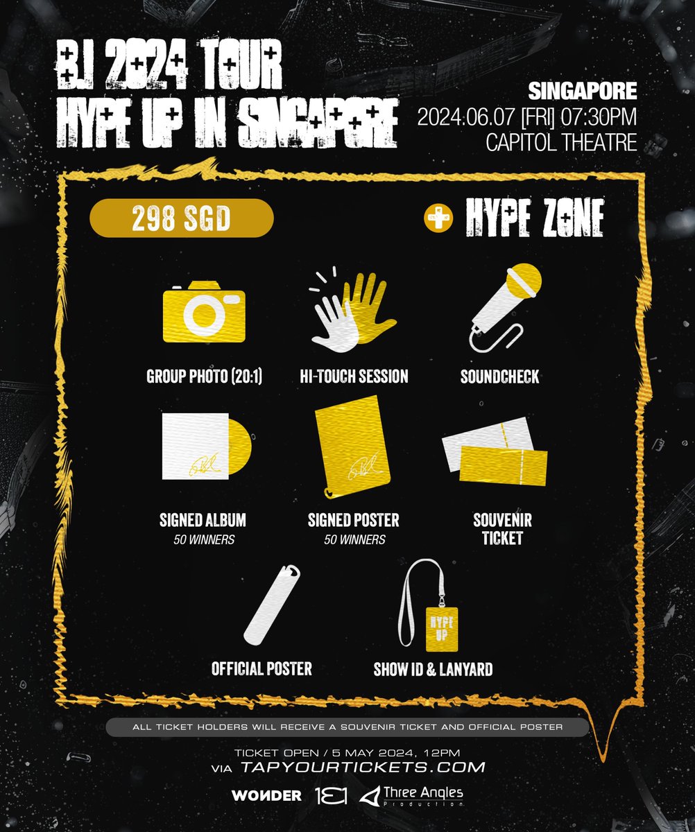 B.I 2024 TOUR “HYPE UP” in SINGAPORE Tickets on sale now : 🎫 bit.ly/HYPEUP_SG Please be careful when posting your ticket online by adding watermark and hiding important details such as qr code. Best of luck IDs! #HYPEUPinSG #HYPEUPTOUR #비아이 #HANBIN #BI #ビーアイ