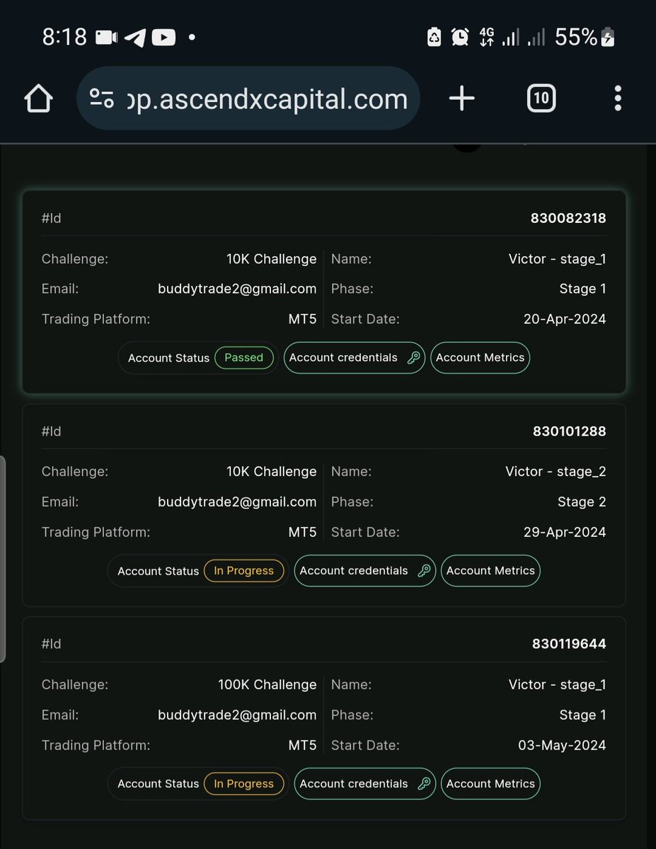 VictorAmoto's tweet photo. Took up this new 2 step evaluation with @AscendxCapital $10,000 and just added the $100,000. 

I already passed phase 1 on the 10k and will continue to share my journey here and probably share my approach in the process🙏 https://t.co/9yrAGkl6rj