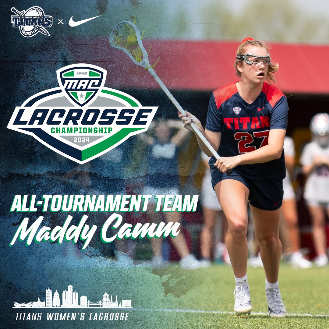 Maddy Camm tallied 4 goals, 5 ground balls, 8 draw controls and 2 caused turnovers and she was selected to the #MACtion All-Tournament Team #DetroitsCollegeTeam ⚔️🥍