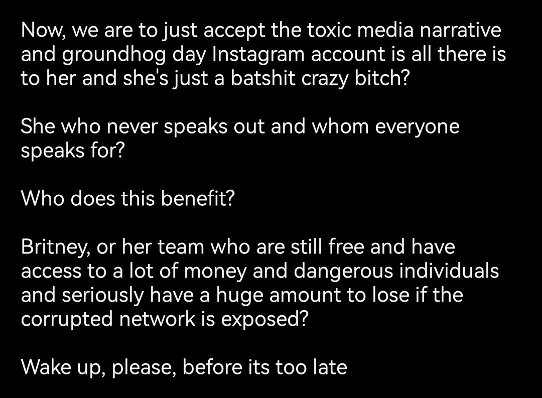 TSBrit114's tweet photo. People forget so quickly what Britney told us; 

- Her voice was muted and threatened for so long 
- She appreciated deeply that people knew in their gut something was wrong
- And that knowing and advocacy helped save her life

#BritneySpears https://t.co/EjznXm74Z0