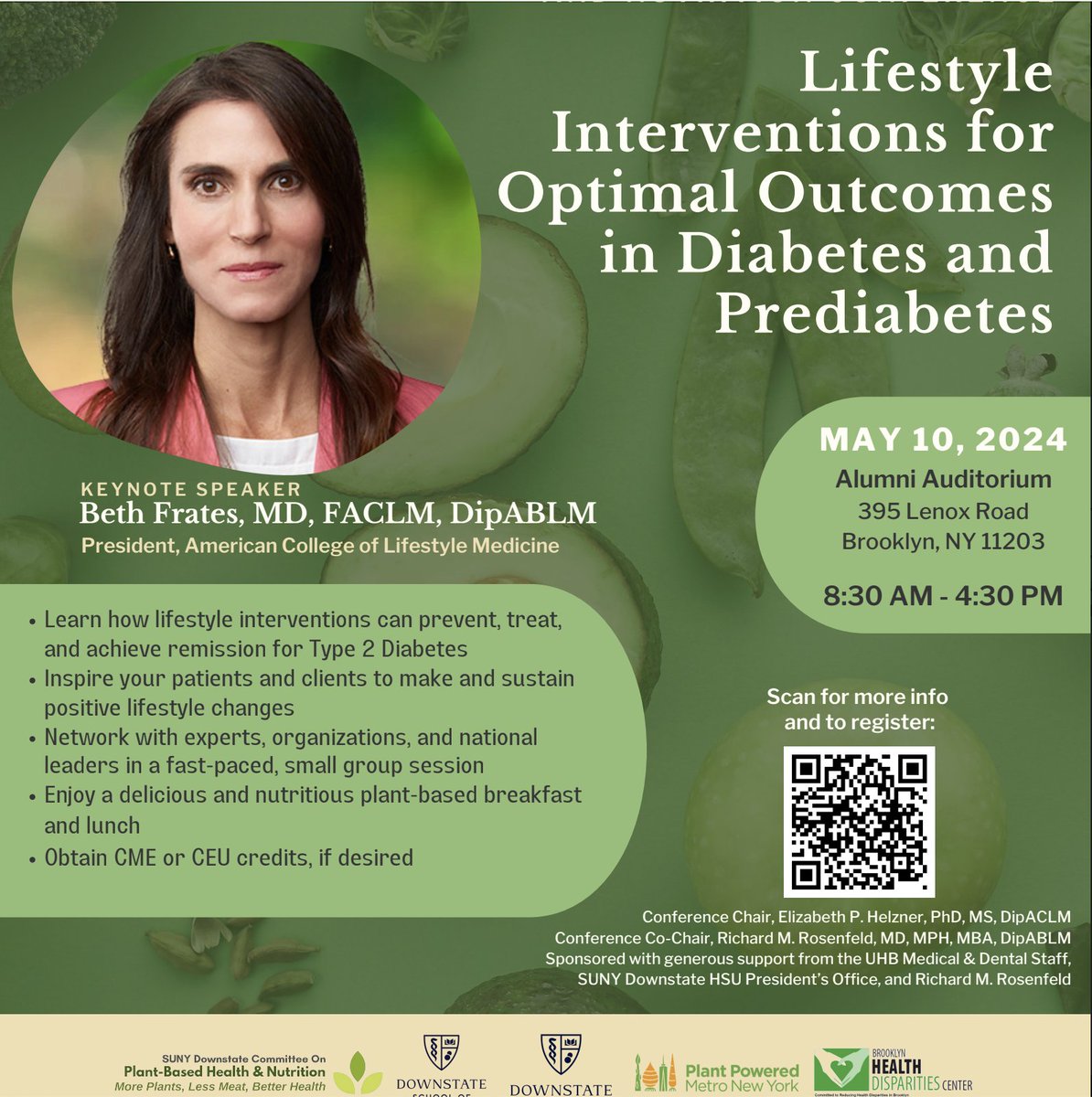Honored and excited to be presenting a keynote at the CME conference titled Lifestyle Interventions for Optimal Outcomes in Diabetes and Prediabetes at SUNY Downstate in Brooklyn on Friday, May 10, 2024. #diabetes #health #lifestylemedicine