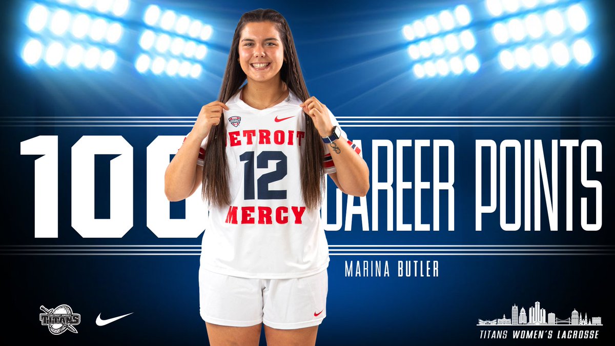 Congrats to Marina Butler on recording her 100th career points as she ends her career with 53 goals and 47 assists #DetroitsCollegeTeam ⚔️🥍
