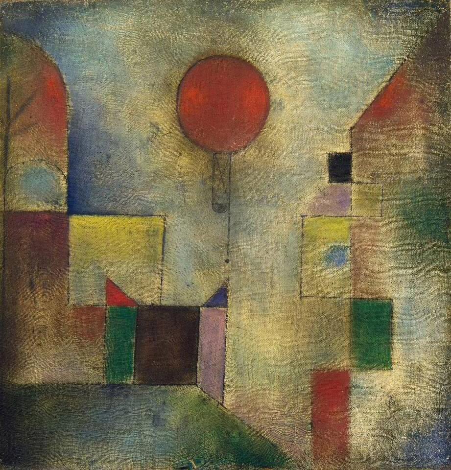Red Balloon, 1922
Paul Klee (German-Swiss, 1879 - 1940)
Oil (and oil transfer drawing?) on Chalk-Primed Gauze, Mounted on Board
12 1/2' x 12 1/4' in.
Guggenheim Museum, New York, New York;[d]

'One eye sees, the other feels. ...' Paul Klee
