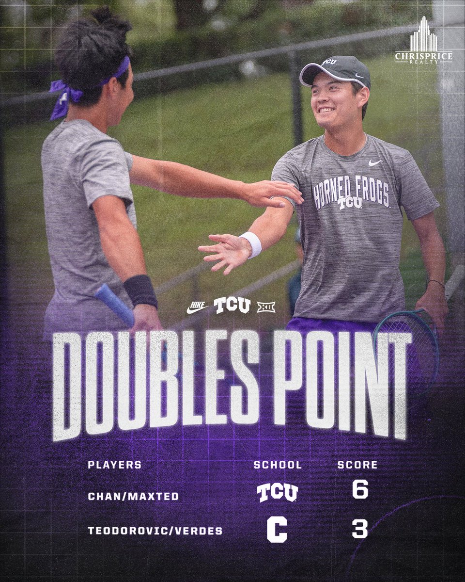 The doubles point belongs to the Frogs! 1-0 🐸 #GoFrogs
