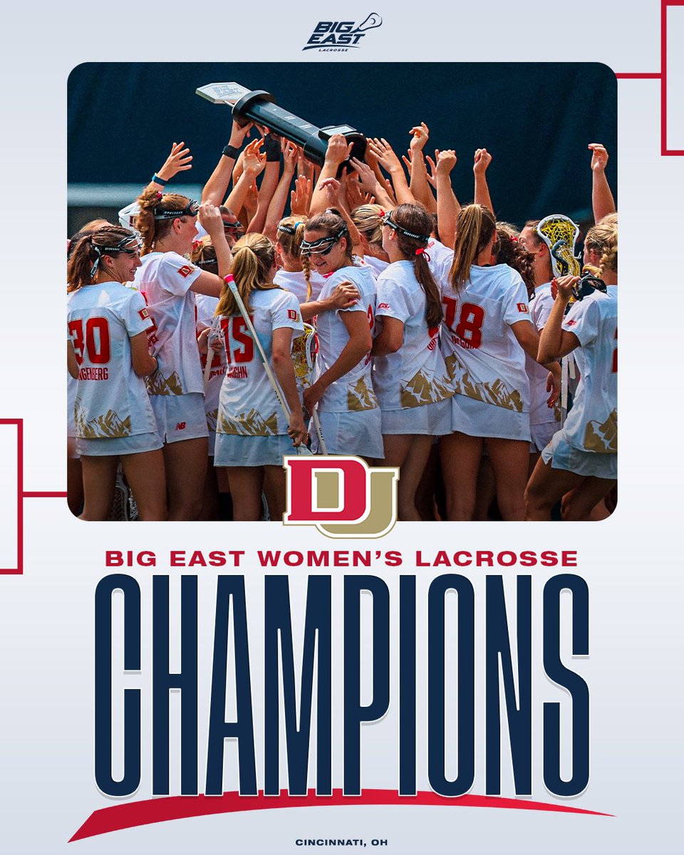PIOS ARE CHAMPS AGAIN 🏆🏆🏆🏆 @DU_WLAX wins the BIG EAST Championship 16-14 over UCONN to earn the automatic berth to the NCAA Women’s Lacrosse Tournament!