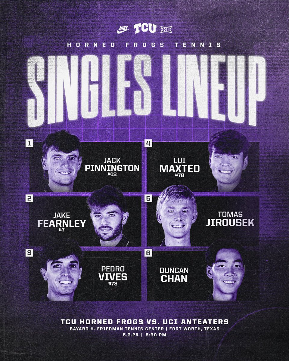 After clinching the doubles point, here's how the Frogs will look in singles play! 1-0 🐸