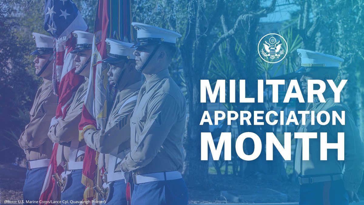 This #MilitaryAppreciationMonth, the @StateDept and @vipfellowship express our gratitude to all members of the U.S. Armed Forces and their families — both current and former — for their service, sacrifice, and contributions to our country.