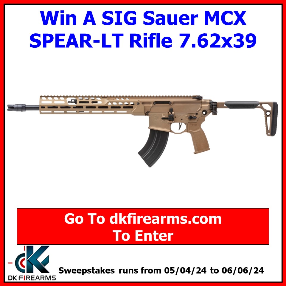 New Gun Giveaway At DK Firearms! Win A SIG Sauer MCX SPEAR-LT Rifle 7.62x39! dkfirearms.com/gun-giveaway/ #gungiveaway