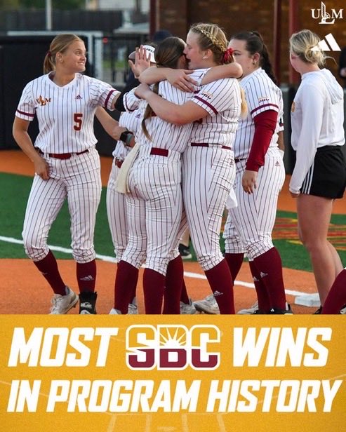 Congratulations to our ⁦@ULM_Softball⁩ team with the win today to sweep GA State to secure our most ⁦@SunBelt⁩ wins ever & most regular season wins since 1997! Great work ladies! Can’t wait to keep it rolling at the SBC Tourney this next week. #WarhawksWin