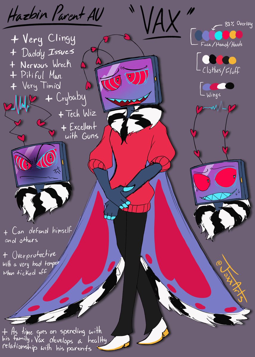I give you the boi VAX in my style!!! I have a Parent AU that I wanted to include him in with my other fankid OCs. #HazbinHotel #HazbinHotelFanart #HazbinHotelVax #VoxVal #Vax