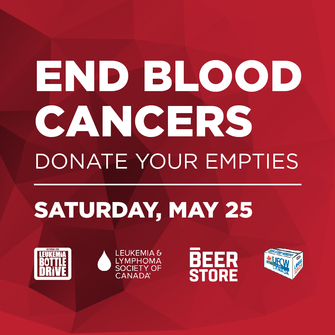 LLSCanada's tweet image. Mark your calendars! @TheBeerStoreON's annual bottle drive in support of LLSC is back on 05/25 at locations in ON! Save your empty beer 🍺 &amp;amp; wine 🍷containers, and join us in making a difference for Canadians affected by #bloodcancer.
#bottledrive #LLSCanada #beerstore #community