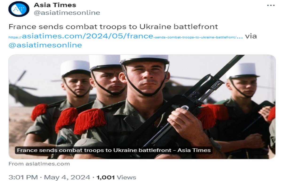 RealEthicsCode's tweet image. Le #CRIF a converti les #MacronTrogneux, ses larbins trans-pédophilisés, au plan d'#ApocalypseMessianique d'Israël car, selon #AsiaTimes, ces 2 zélés va-t-en-guerre #NaziSioniStes ont envoyé le 3ᵉ régiment étranger, le + décoré de la Légion, combattre en Ukraine !
#HauteTrahison