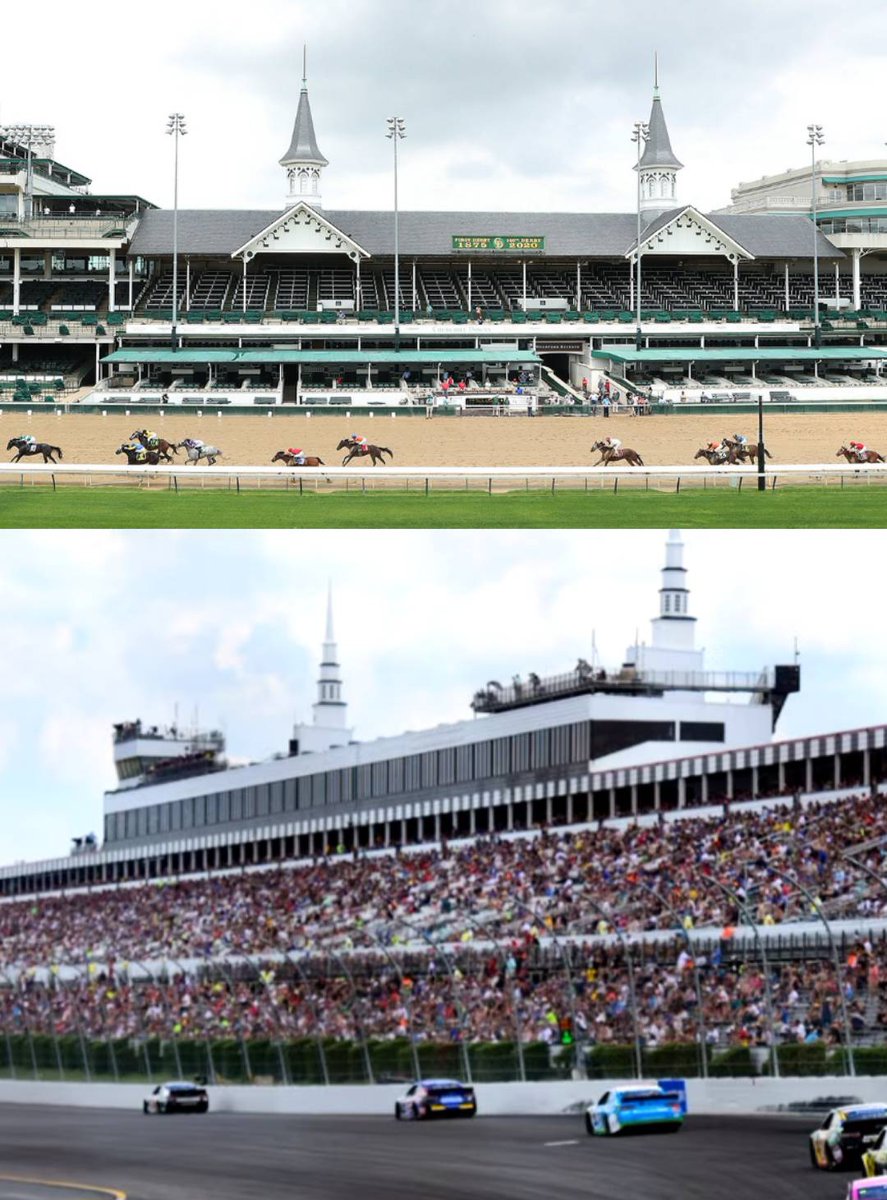 There's a little bit of the Kentucky Derby on the NASCAR circuit. The twin spires on top of the Pocono grandstands were built as an homage to Churchill Downs since track-owner Dr. Rose Mattioli was a horse racing fan