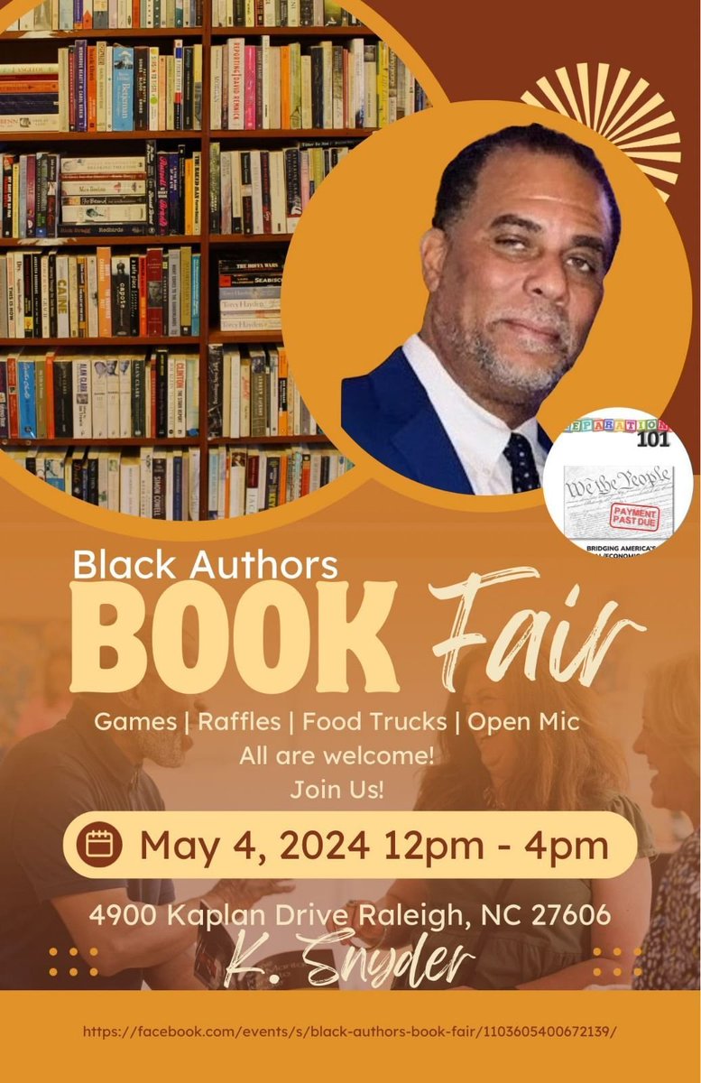 THE NEWS IS FINALLY HERE!

Excited to be part of the Black Authors Book Fair! Come explore a treasure trove of diverse stories, perspectives, and experiences. See you there!

#Reparations101 #BlackPeople #BlackAuthorsBookFair #BlackAuthors #SupportBlackAuthors #KSnyder