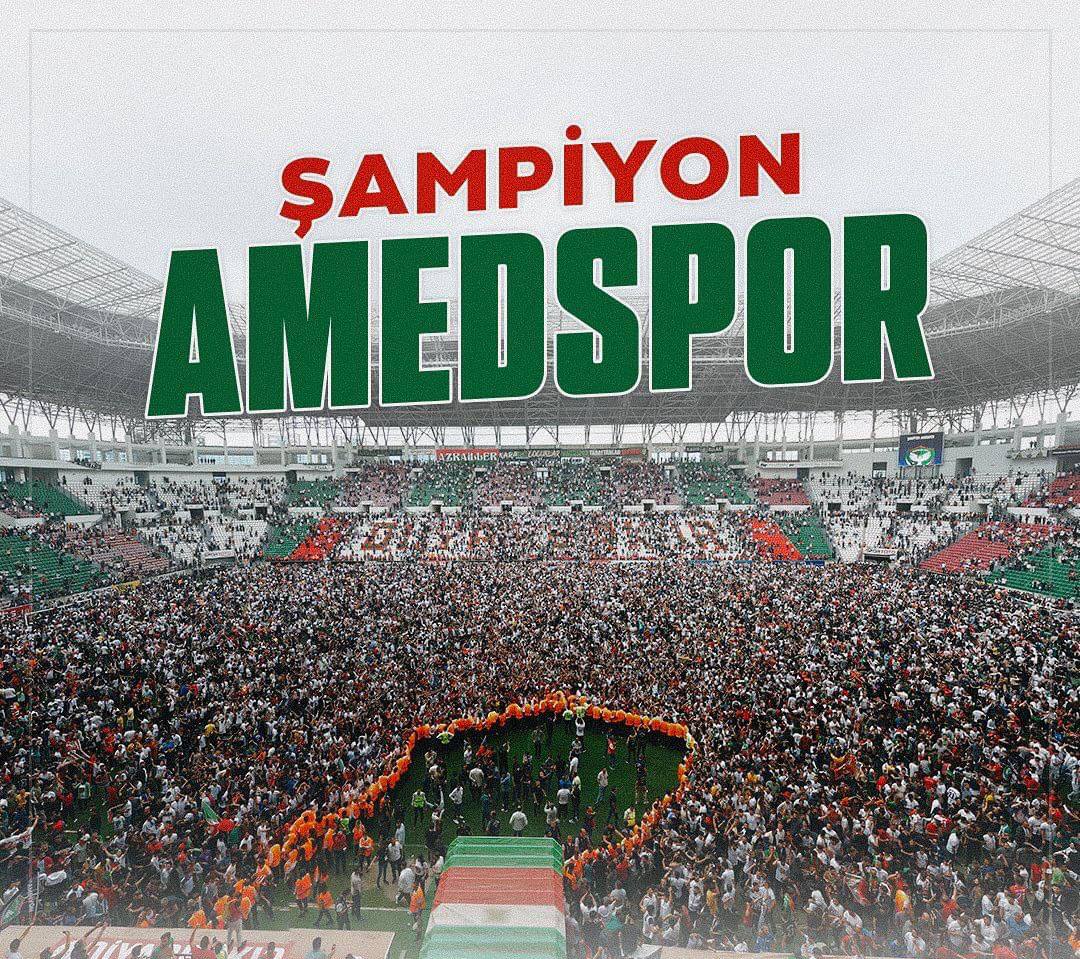 Şampiyon olarak 1.Lige yükselen Amedspor'u tebrik ediyor, 1.Ligde başarılarının devamını diliyoruz. #Amedspor