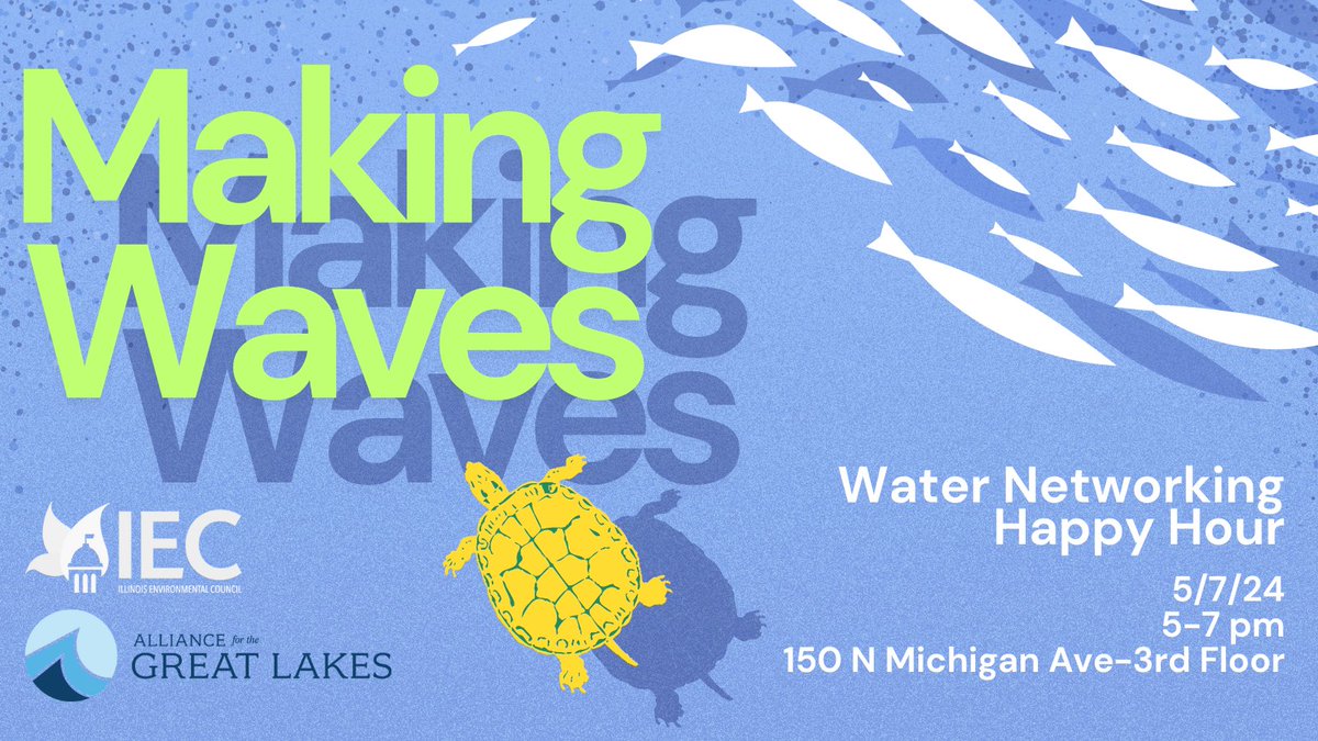 Come hang out with us and other water advocates at a water networking happy hour! 🍹🐢 Experienced water advocates & those just starting out are invited! Build relationships for future collaboration with fellow water policy enthusiasts! Register by 5/6! act.ilenviro.org/a/making-waves