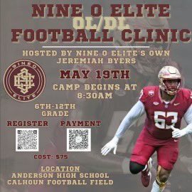 Come join me at @AlfStLegend football clinic at @TrojanAnderson. With @JeremiahByers38 who currently plays for @FSUFootball and will be entertaining the draft in 2025. @d_hatcher80 @Zoumboukos65 @var_austin