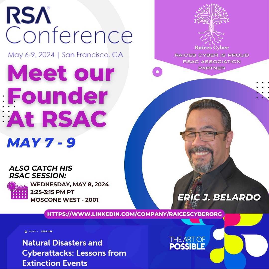 Are you Going to <a href="/RSAConference/">RSAConference</a> this week? Make sure you keep your eyes open for our Founder, <a href="/ebelardo73/">Eric Belardo, The Cyber Papa</a> from the 7th - 9th. And see his Panel, May 8th at 2:25 PM in Moscone West 2001 as he discusses with his panel about cyber preparedness from Hurricanes to War Zones!