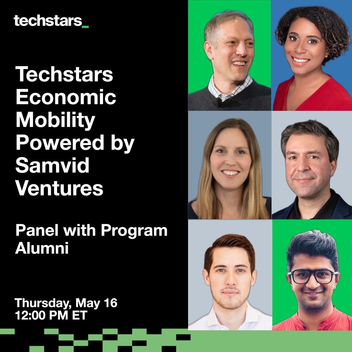 In this alumni panel, ​hear from Techstars Economic Mobility Powered by Samvid Ventures founders about their accelerator experience, tips on applications, progress during program, and leveraging the network post-program. 📆 May 16th at 12:00 pm ET 🔗 tsta.rs/CXjV50RvUJj