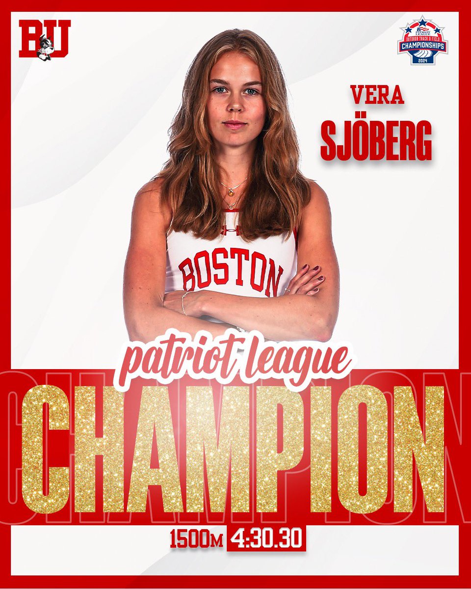 🥇 Vera is a Patriot League champion ‼️ She ran 4:30.30 in the 1500m to defend her 2023 title 🐾 #GoBU