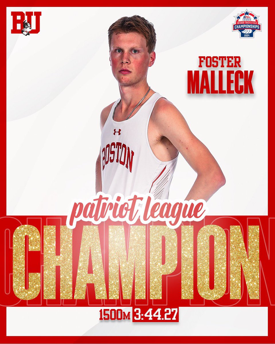 🥇 Foster is a Patriot League champion ‼️ He ran 3:44.27 in the 1500m for his third consecutive title 🐾 #GoBU