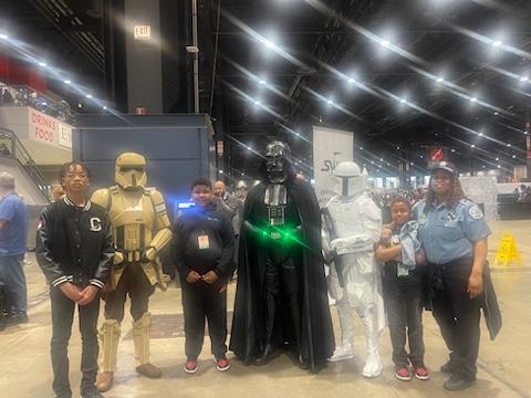 For the 4th consecutive year, Lt Paris Thompson along with Officers from the 005th and 002nd District sponsored 45 Youth to attend the Chicago Comic & Entertainment Expo at McCormick Place. Partnership included Good News Daycare & Coffee House and Fuller Elementary School.