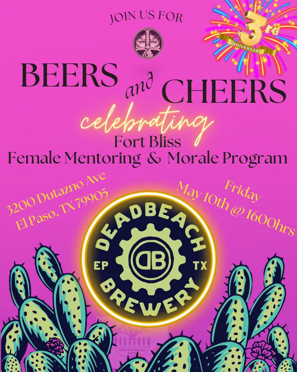 The Fort Bliss Female Mentorship and Morale Program is thrilled to invite you to their 3-Year Anniversary Event! 🎊 📅 Date: May 10th ⏰ Time: 4:30 p.m. Let’s celebrate three years of growth, networking, and camaraderie. #ItsBetterAtBliss #TeamBliss #Mentorship