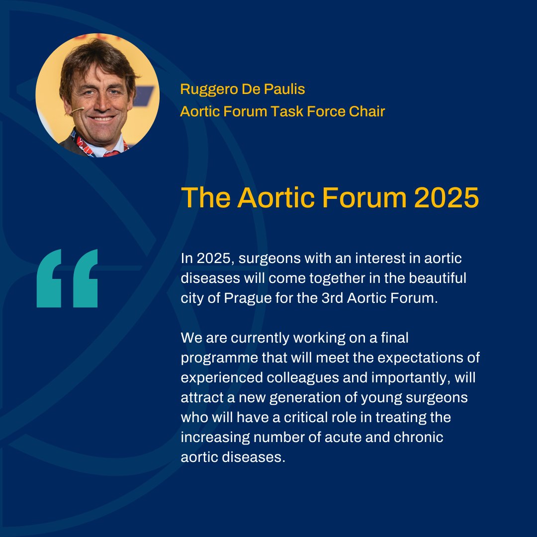 ⭐️ Aortic Forum 2025 ⭐️ Save the date! 📣 The next Aortic Forum will take place in Prague between 18-20 June 2025. Be the first to hear when registration opens 👇 bit.ly/4aZbCeP