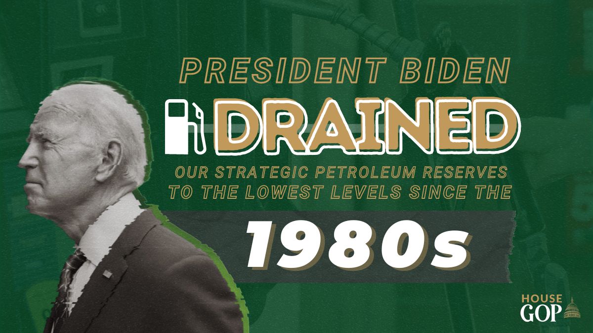 President Biden has drained our Strategic Petroleum Reserves to the lowest levels since the 1980s. SPR is America's largest supply of emergency crude oil, which is stored in salt caverns along the Gulf of Mexico to reduce the impact of petroleum products.